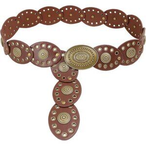 Punk Boho Conch Design PU Leather Belt – Adjustable 47" for 28"-38" Waist